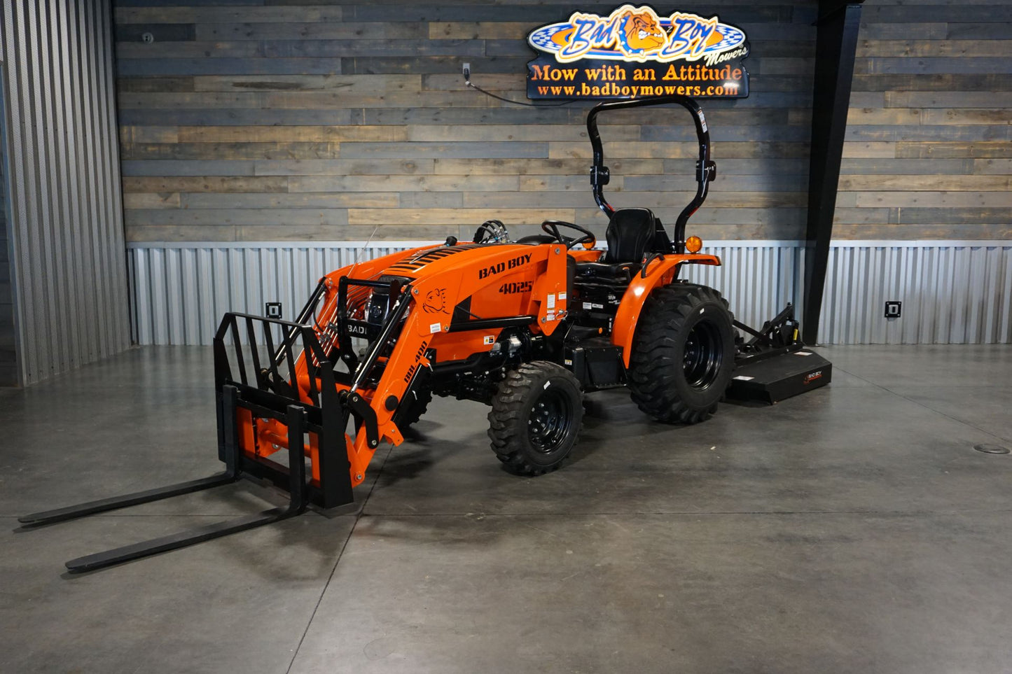 4025H Essentials Package Tractor, Loader, Bucket, 5' Brush Cutter, 42" Pallet Forks