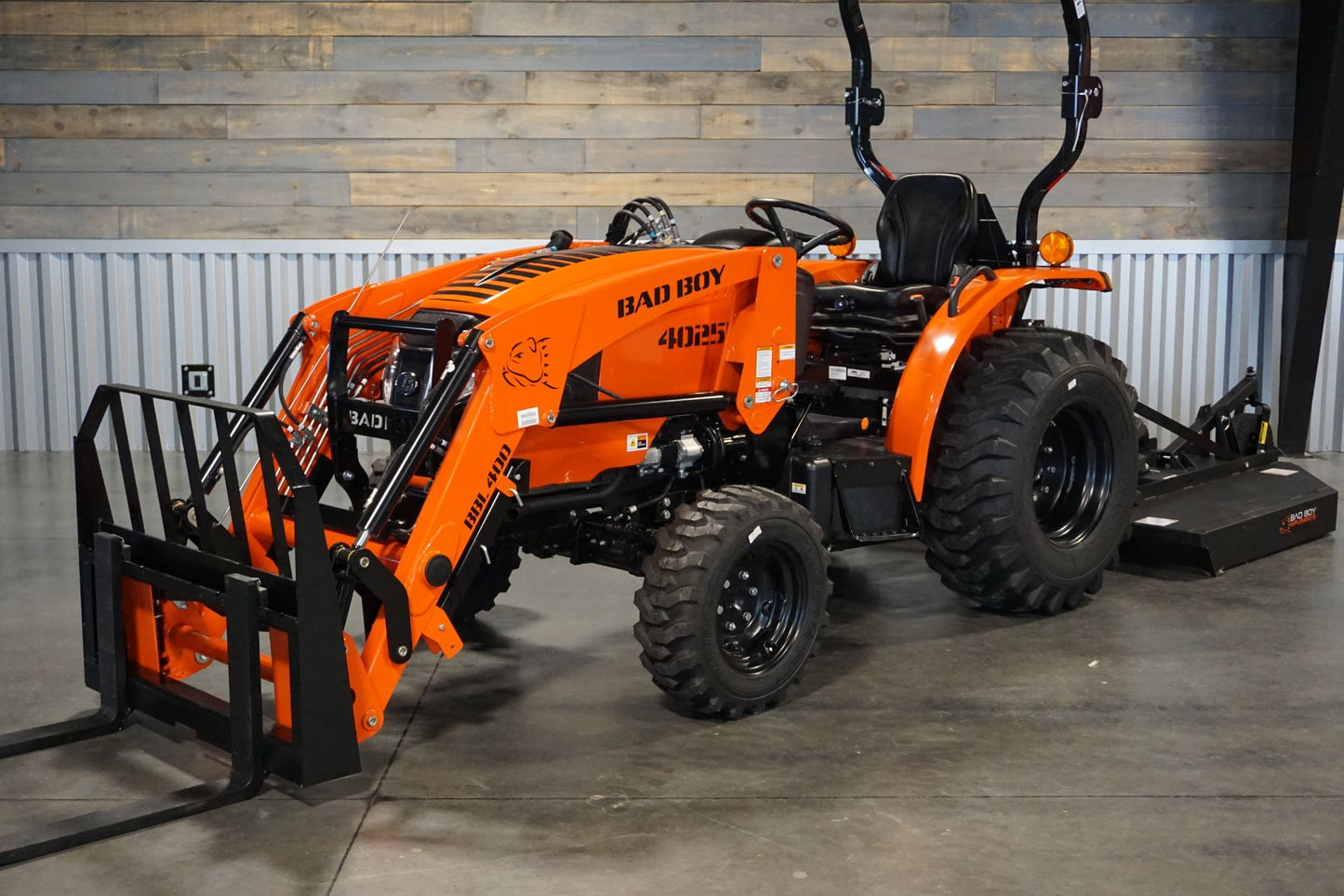 4025H Essentials Package Tractor, Loader, Bucket, 5' Brush Cutter, 42" Pallet Forks