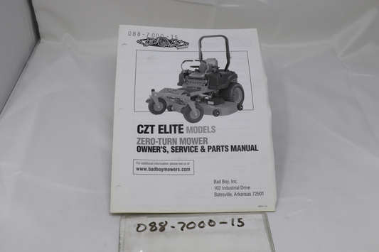 Bad Boy 088-7000-15 2015 CZT Owner's Manual