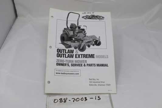 Bad Boy 088-7003-15 2015 Outlaw Owner's Manual