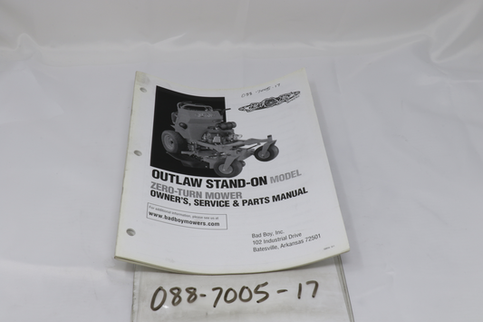 Bad Boy 088-7005-17 2017 Outlaw Stand On Owner's Manual