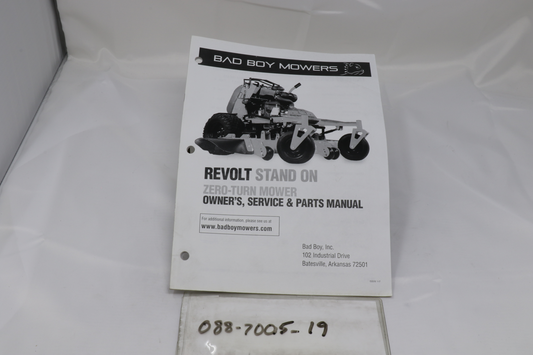 Bad Boy 088-7005-19 2019 Revolt Stand On Owner's Manual