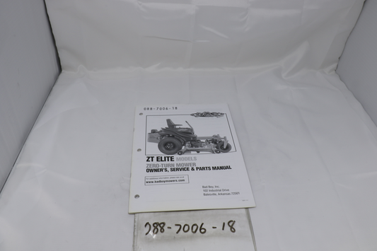 Bad Boy 088-7006-18 2018 ZT Elite Owner's Manual