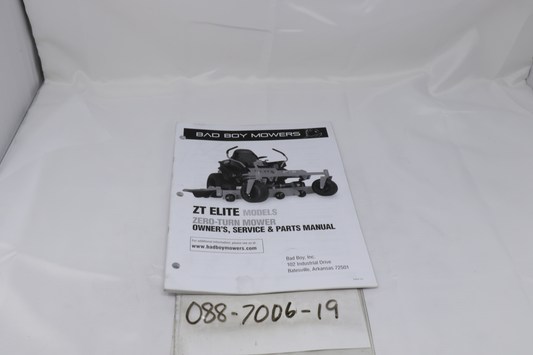 Bad Boy 088-7006-19 2019 ZT Elite Owner's Manual