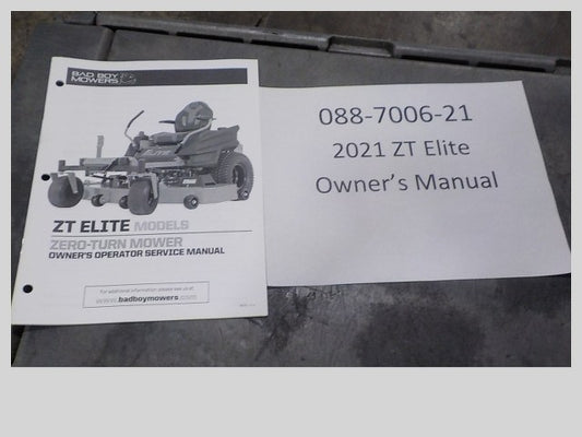 Bad Boy 088-7006-21 2021 ZT Elite Owner's Manual
