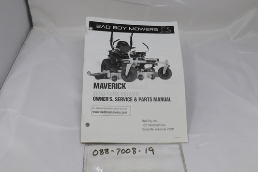 Bad Boy 088-7008-19 2019 Maverick Owner's Manual