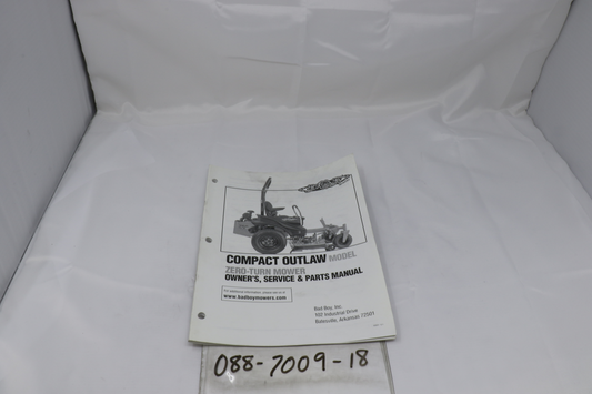 Bad Boy 088-7009-18 2018 Compact Outlaw Owner's Manual