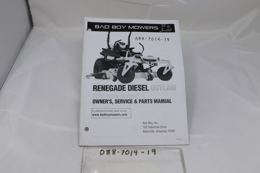 Bad Boy 088-7014-19 2019 Renegade Diesel Owner's Manual